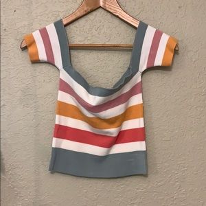 Off shoulder striped top festival top NWOT